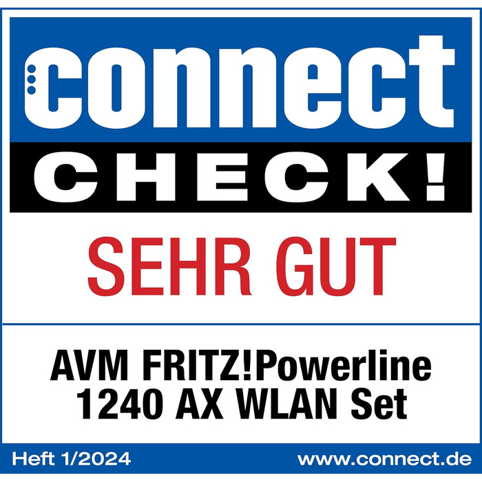 Набір FFRITZ!Powerline 1240 AX WLAN: Powerline Gigabit Wi-Fi 6, точка доступу WLAN, для медіа-трансляції, HD-відео, інтернет-ТБ, 1200 Мбіт/с