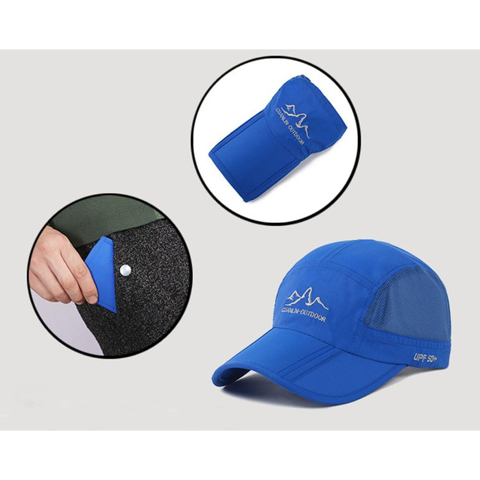 Бейсболка унісекс для чоловіків та жінок, A-navy блакитна, регульована, для спорту та подорожей