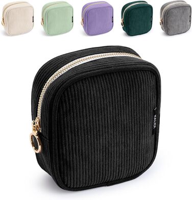 Косметичка для жінок Kalidi з корду, містка, з відділеннями, металева блискавка, для подорожей, темно-зелений (чорний)