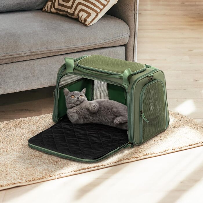 Транспортна переноска для котів та собак Petsfit, складна, 47L x 30B x 30H см, оливковий колір