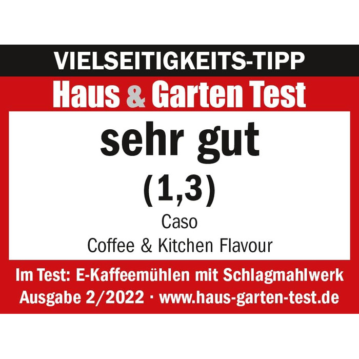 CASO Coffee & Kitchen Flavour – електрична кавомолка та подрібнювач, нержавіюча сталь, для кави, спецій, горіхів, песто, висока якість
