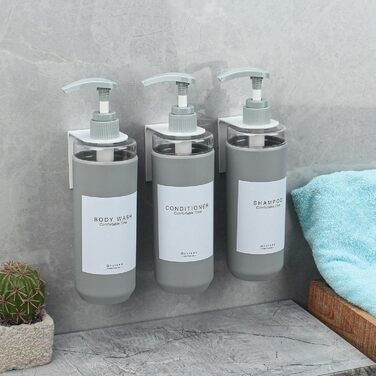 Набір дозаторів для душу GOYISEE, 3 шт. сірого кольору для мила та шампуню, аксесуари для ванної кімнати