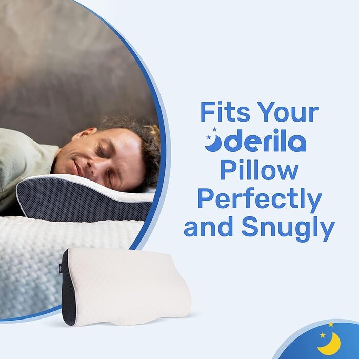 Ортопедична подушка для шиї та голови Derila з Memory Foam, оригінальна. Ергономічна підтримка шиї для тих, хто спить на боці, на спині та на животі (1 шт., King Size, 34x60 см)