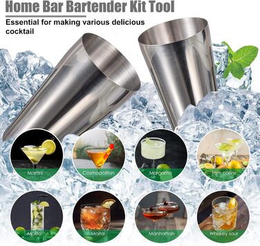 Cocktail Shaker Set, Esmula 750ML 12-Piece Stainless Steel Bartender Kit Gift for Men, Women, Friends, Home Stylish Bar Tool Set with Cocktail Recipe Booklet (Stainless Steel)