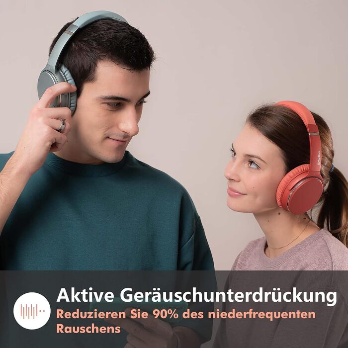 Бездротові навушники-вкладки Srhythm NC25 з активним шумозаглушенням (ANC), Bluetooth, HiFi звук, глибокий бас, NFC, вбудований мікрофон, складані (Кораловий помаранчевий)