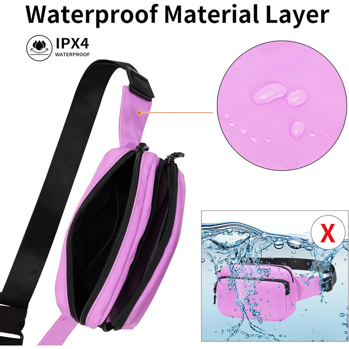 Поясна сумка на пояс, унісекс, 30 см, світло-фіолетова. Сумка через плече, для подорожей, прогулянок з собакою, чоловіча та жіноча.