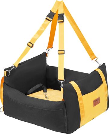 Автокрісло для собак VEVOR, підйомник для собак у машину з кишеню для зберігання, автокрісло для домашніх тварин з прикріпленою страховою лінією, губчаста наповнювач, автоліжко для собак середніх та великих порід до 25 кг (Чорний, S)