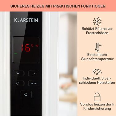Електричний масляний радіатор Klarstein Thermaxx 2500 - опалення, 2500 Вт, 5-35°C, LED-дисплей, таймер, ролики, білий/чорний
