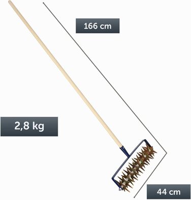 KADAX Star Tiller with Wooden Handle, 12-Star Cultivator, Garden Tiller, Rolling Cultivator, Crumbler for Loosening Soil, Cultivator, Rolling Hoe
