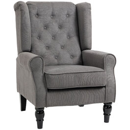 HOMCOM Comfortable Reading Chair, Weight Capacity up to 160kg, Single Armchair for Living Room, Dark Grey