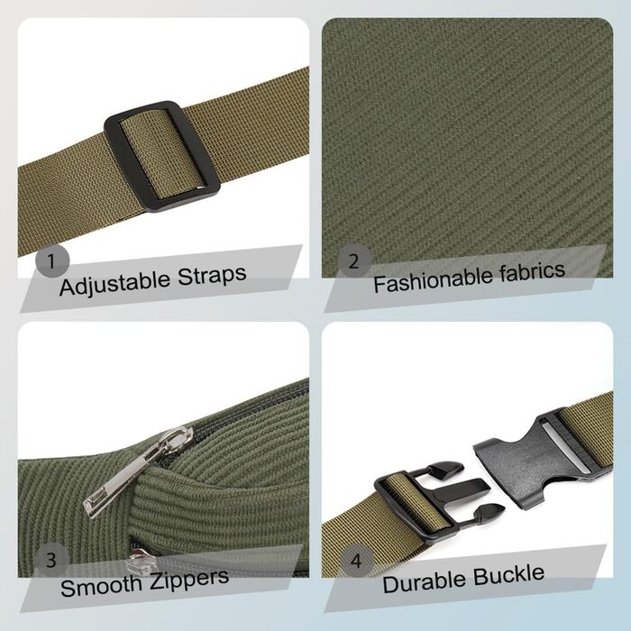 Поясна сумка чоловіча та жіноча стильна, 3 відділення на блискавці, для подорожей та активного відпочинку (Чорно-зелений)