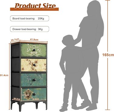 LYNCOHOME Chest of Drawers with 8 Fabric Drawers, Sideboard with Fabric Drawers, Drawer Unit for Kitchen, Office, Hallway, TV Stand with Fabric Drawers (4 Drawers)