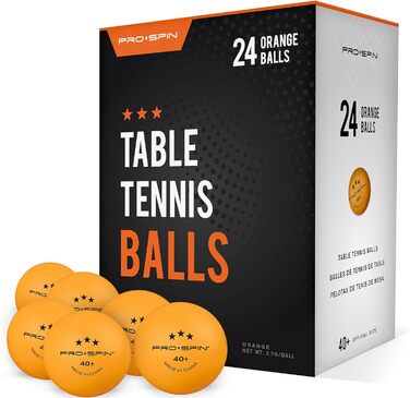 PRO SPIN Table Tennis Balls - 3 Star 40+ | High-Quality ABS Training Balls | Durable for Indoor/Outdoor Play, Competition & Tournaments (24 Pack)