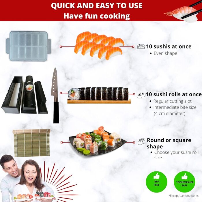 Набір для приготування суші: килим, ніж, палички, форми для ролів та макі. Ідеальний подарунок для жінок та чоловіків