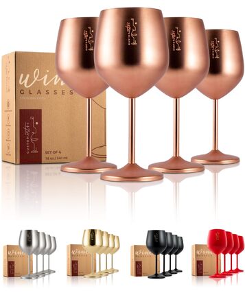 Набір келихів для вина Gusto Nostro з ніжки з нержавіючої сталі (4 шт.) 540 мл, рожеве золото, для шампанського та коктейлів