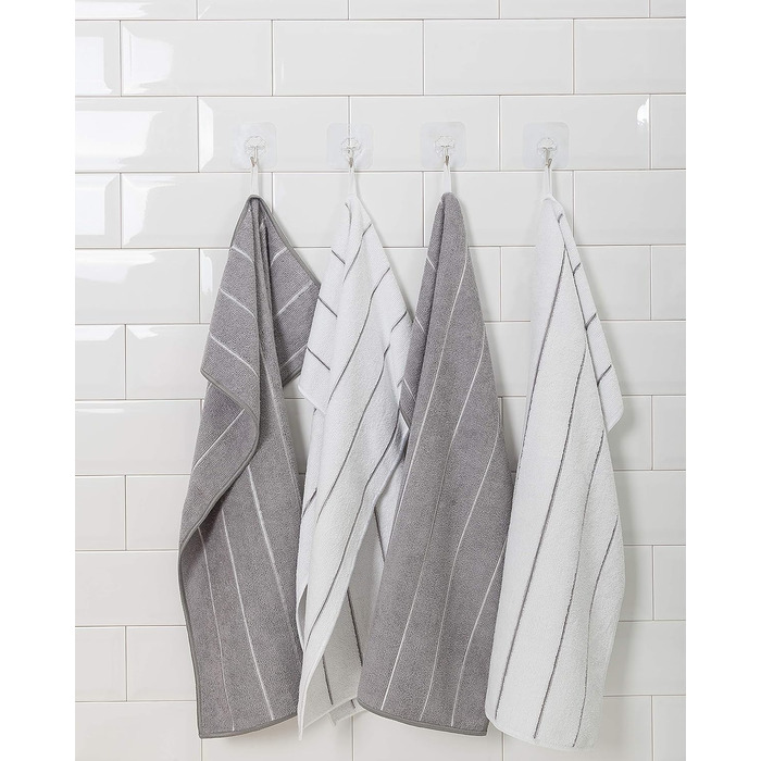 HYER KITCHEN Microfiber Towels - 8 Pack Striped (Color-coordinated - soft, super absorbent, and lint-free, 66 x 45.7 cm, Gray and Camel (gray) gray