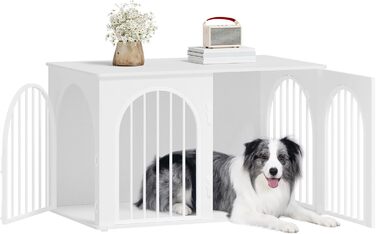 Клітка для собак Hzuaneri, 100 см, 3 двері, сучасний дизайн, для дому, висока міцність, 100 x 60 x 63 см, DFC84101B (білий)