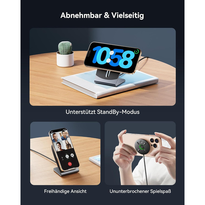 Бездротова зарядка INIU Neo для iPhone 16/15/14 з MagSafe, 15W, швидка зарядка, ефективне охолодження