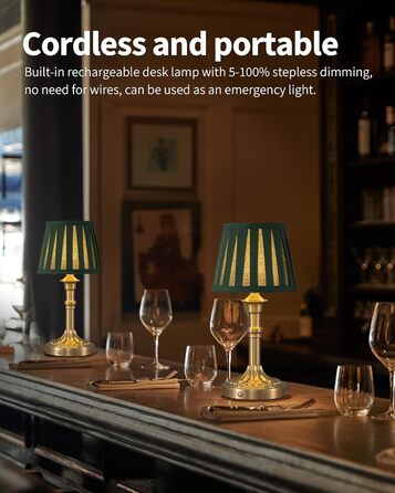 Настільна LED лампа бездротова з акумулятором, димування, сенсорна, бронзова (2 шт) для вітальні, спальні, ванної