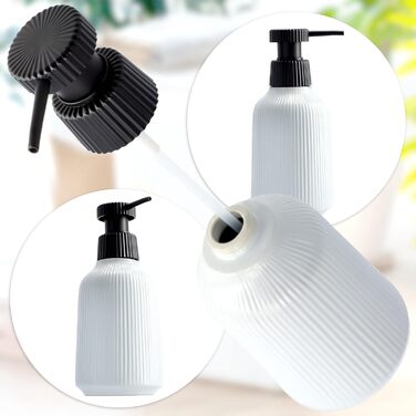 KADAX Bathroom Accessories Set, Modern Bathroom Accessories, Ceramic Bathroom Accessories, Bathroom Accessories (White: Toothbrush Holder, Soap Dispenser, Toilet Brush) (White - Soap Dispenser, Toilet Brush, 2)