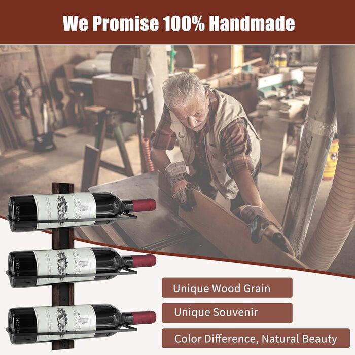 Wine Rack Bottle Rack, Wall Wine Rack for 12 Wine Bottles, Solid Wood Wine Rack Wall, Metal Wine Rack Hanging Wall Mount Wine Bottle Racks for Kitchen, Dining Room, Indoor, Black