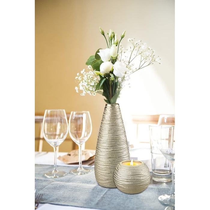 3-Piece Ceramic Pampas Grass Vase Set - Decorative Vases for Home, Table Arrangements, Living Room, Office, Wedding & Holiday Decor - 28cm Tall