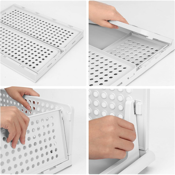 Diealles Stackable Drawer Boxes, 4 Pack Closet Organizer Pull Out, Plastic Drawer Organizer Closet, Foldable Closet Drawers for Clothes Closet Pantry (White)