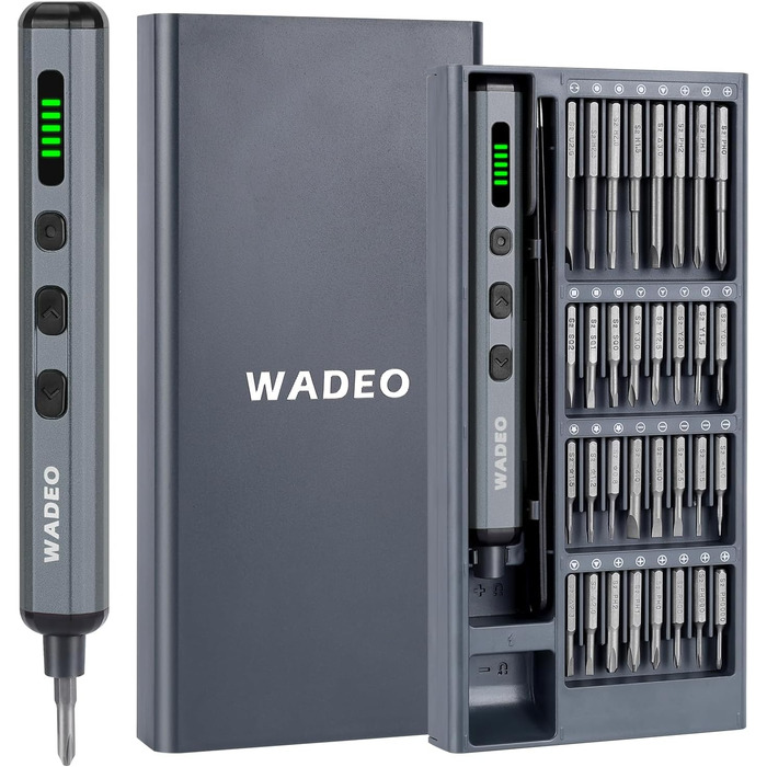 WADEO Міні набір викруток, 82 в 1, прецизійний, магнітний, з регулюванням крутного моменту, LED-підсвічування, для ремонту iPhone, телефонів, ноутбуків, окулярів, годинників