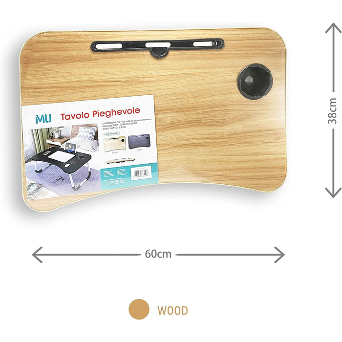 Зручний столик-підставка для ноутбука та книг, 60x40 см, дерев'яний, для дому, офісу та подорожей
