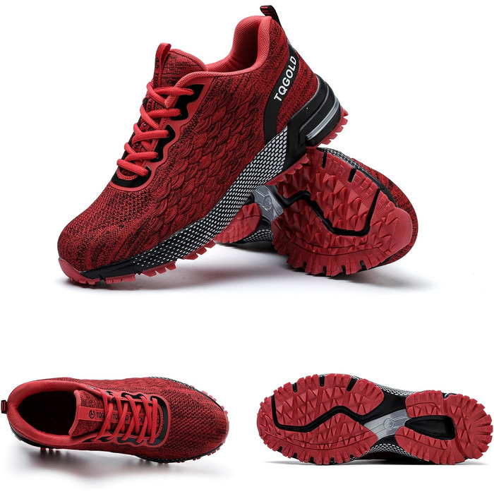 Черевики робочі AONEGOLD чоловічі/жіночі, спортивні, з металевим носком, антиковзаючі, дихаючі, розмір 36-48 EU, 43 EU, 8391, червоні