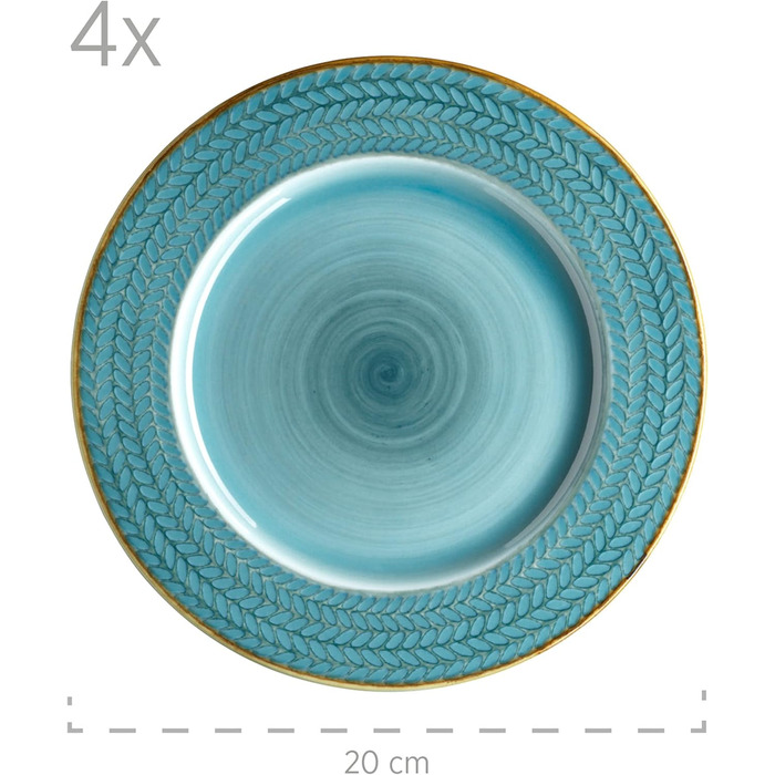 MÄSER Prospero: 8-Piece Premium Dinner Set for 4 (Turquoise, Vintage Style)