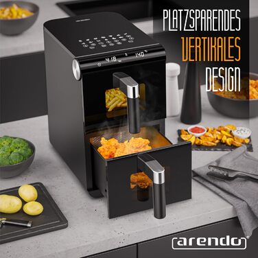 Фритюрниця Arendo XXL Dual Zone з 2 камерами – 11,4 л, 13 програм, 3D циркуляція повітря, BPA-free, функція Sync & Match