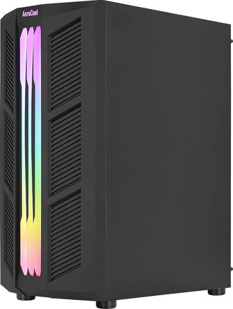 Корпус ПК Aerocool PRIME ATX з RGB підсвічуванням, загартоване скло, 12 см вентилятор, чорний