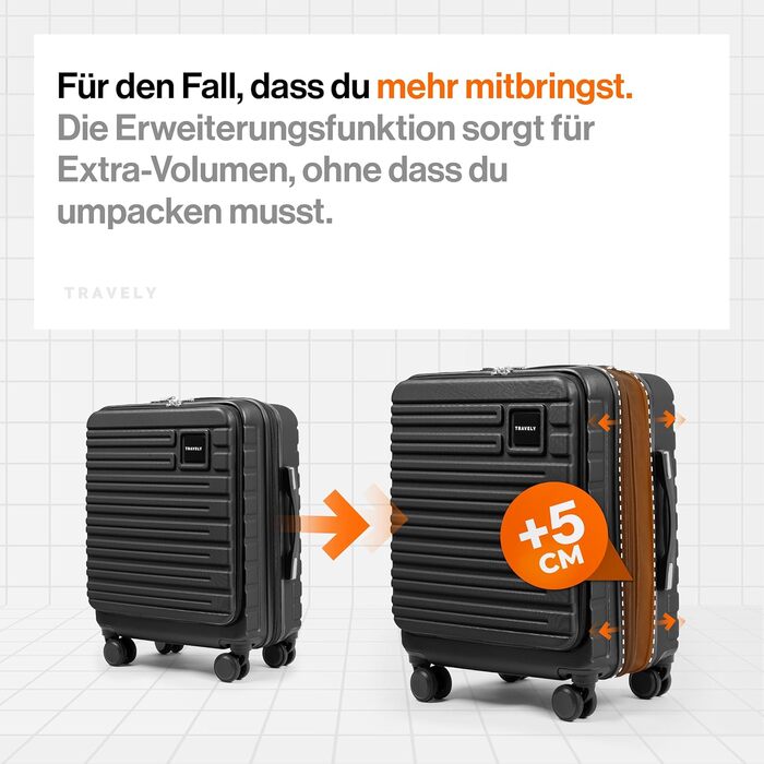 Чемодан Travely з полікарбонату, 77 см, XL, 100 л - міцний валіза з TSA замком та відділом для ноутбука (55x40x23 см), колір: чорний
