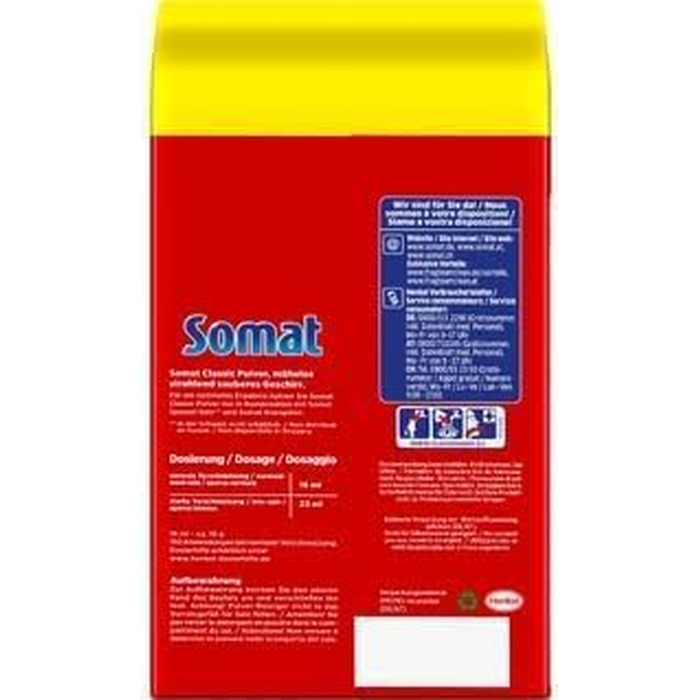 Порошок для посудомийних машин Somat Classic, для щоденного очищення та видалення стійких плям, 2.4 кг (2x 1.2 кг)