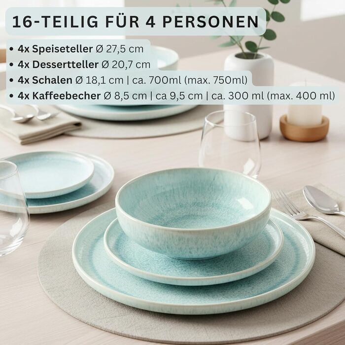 Набір кавових чашок з блюдцем Sängер (8 шт.), 160 мл, кераміка, кремовий колір, для 4 осіб, преміум-якість