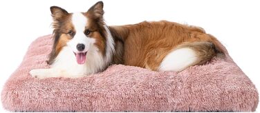 М'яке ліжко для собак EHEYCIGA, 60x45 см, рожеве. Зручне, миється, з довгим плюшем, не слизьке. Підходить для маленьких собак. Розміри: 105x70x9 см
