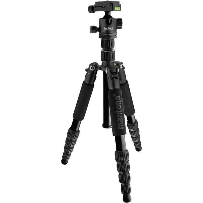 Штатив Mantona Light Traveller 131,5 см чорний: легкий фотоштатив з кульковою головкою та Arca-Swiss, до 5 кг, алюміній