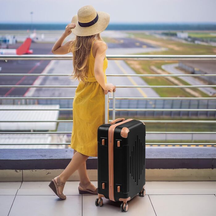 Набір валіз LEADZM 3 шт. з захистом кутів, ABS, телескопічний ручка, ручна поклажа, контрастне забарвлення (кремово-білий)