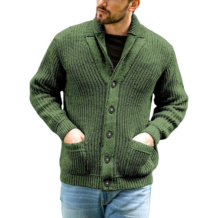 Чоловічий кардиган Runcati з грубого в'язання, великий розмір L, з коміром-шарфом та ґудзиками