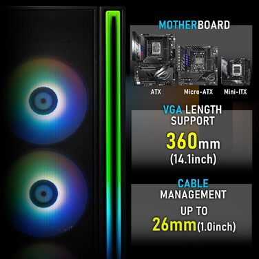 Корпус ПК Mid Tower BITFENIX Fang ARGB (Чорний)