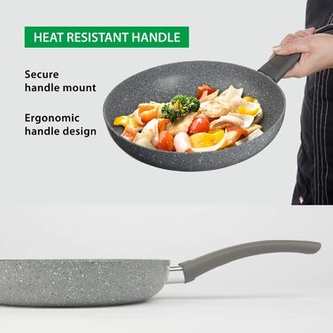 Сковорода антипригарна GadHome 20 см, чорна | Для індукційної плити | Алюмінієва сковорода з ергономічною ручкою | Без PFOA для здорового приготування їжі | Можна мити в посудомийній машині