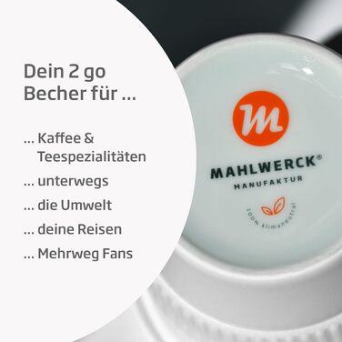 Mahlwerck Coffee-to-go Cup, Porcelain Coffee-to-go Cup with Leak-proof Lid, Design, Grey, 400ml (1 piece (1-pack), Gold)