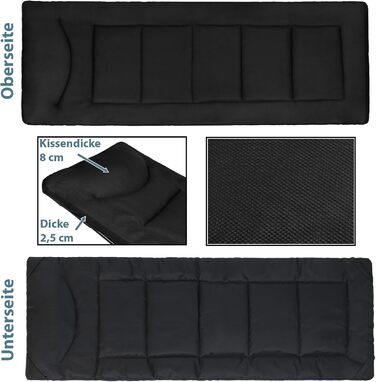 Кемпінгове ліжко Alpidex: розкладне, з кишенею, для відпочинку та гостей, чорне