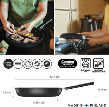 Сковорідки Fiskars Hard Face 24 і 28 см, антипригарне покриття, алюміній, для всіх плит, набір 2 шт, чорний