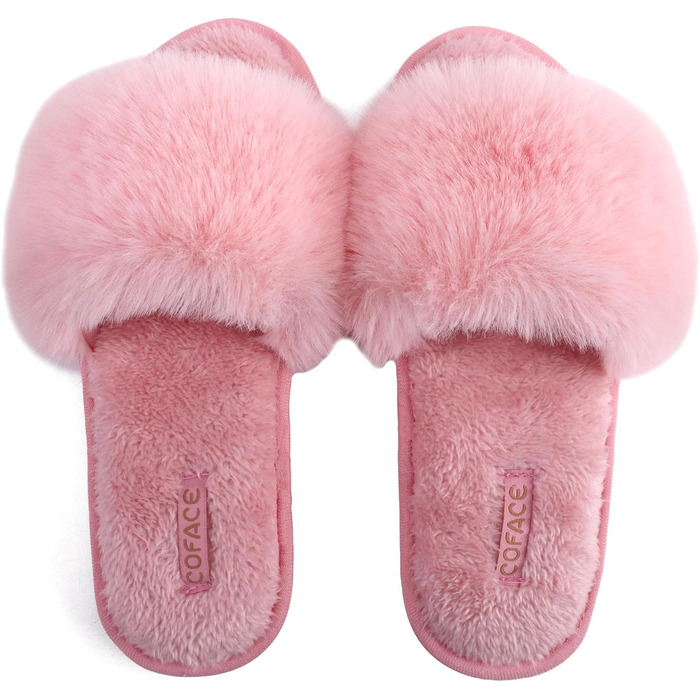 Тапочки жіночі пухнасті, рожеві, з хутром, COFACE – домашні, теплі, для дому, літні, зимові, басейну, пухнасті шльопанці