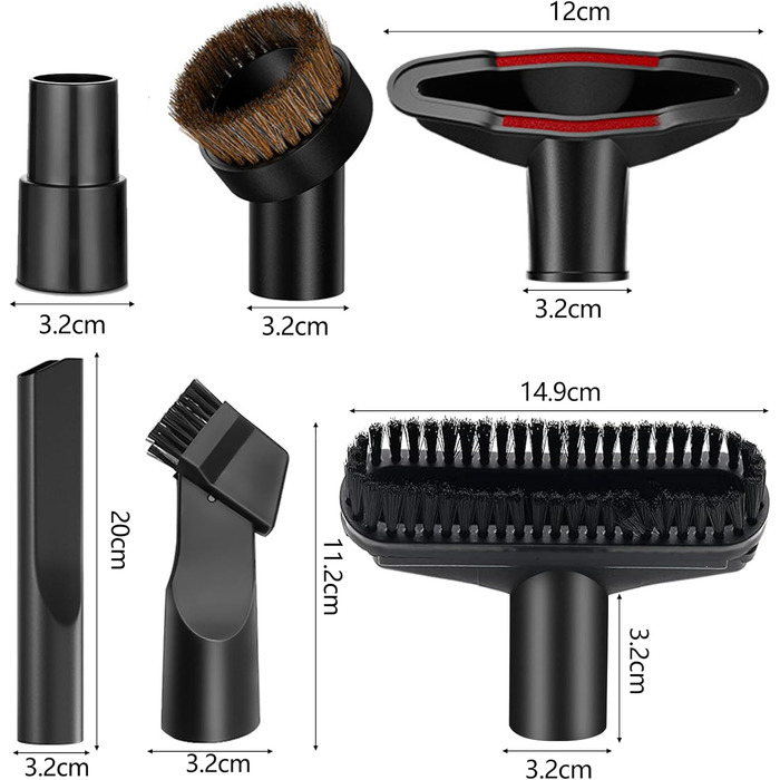 Насадки для пилососа PIWOSGOL7Stk - універсальний комплект для прибирання, 32/35 мм