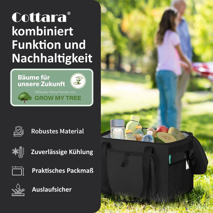 Складна сумка-холодильник 30L, водовідштовхувальна, +12 годин свіжості, міцна ізоляція, чорна