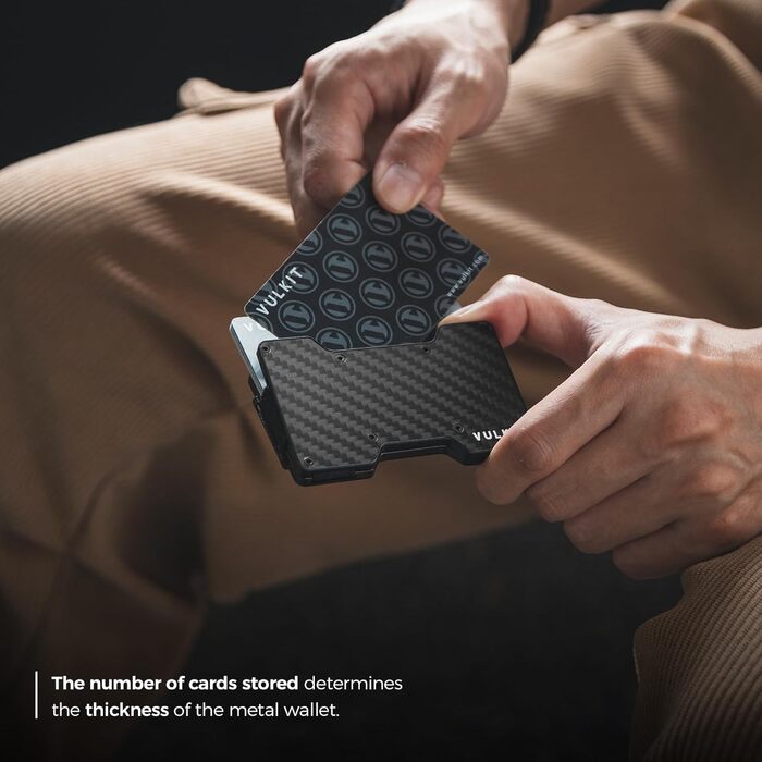 Крижма-картхолдер VULKIT для чоловіків з металевою кліпсою для грошей, Airtag, тонкий, RFID захист, гаманець, зелений (карбон)