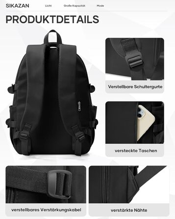 Шкільний рюкзак для підлітків чорного кольору, 44*31*15 см